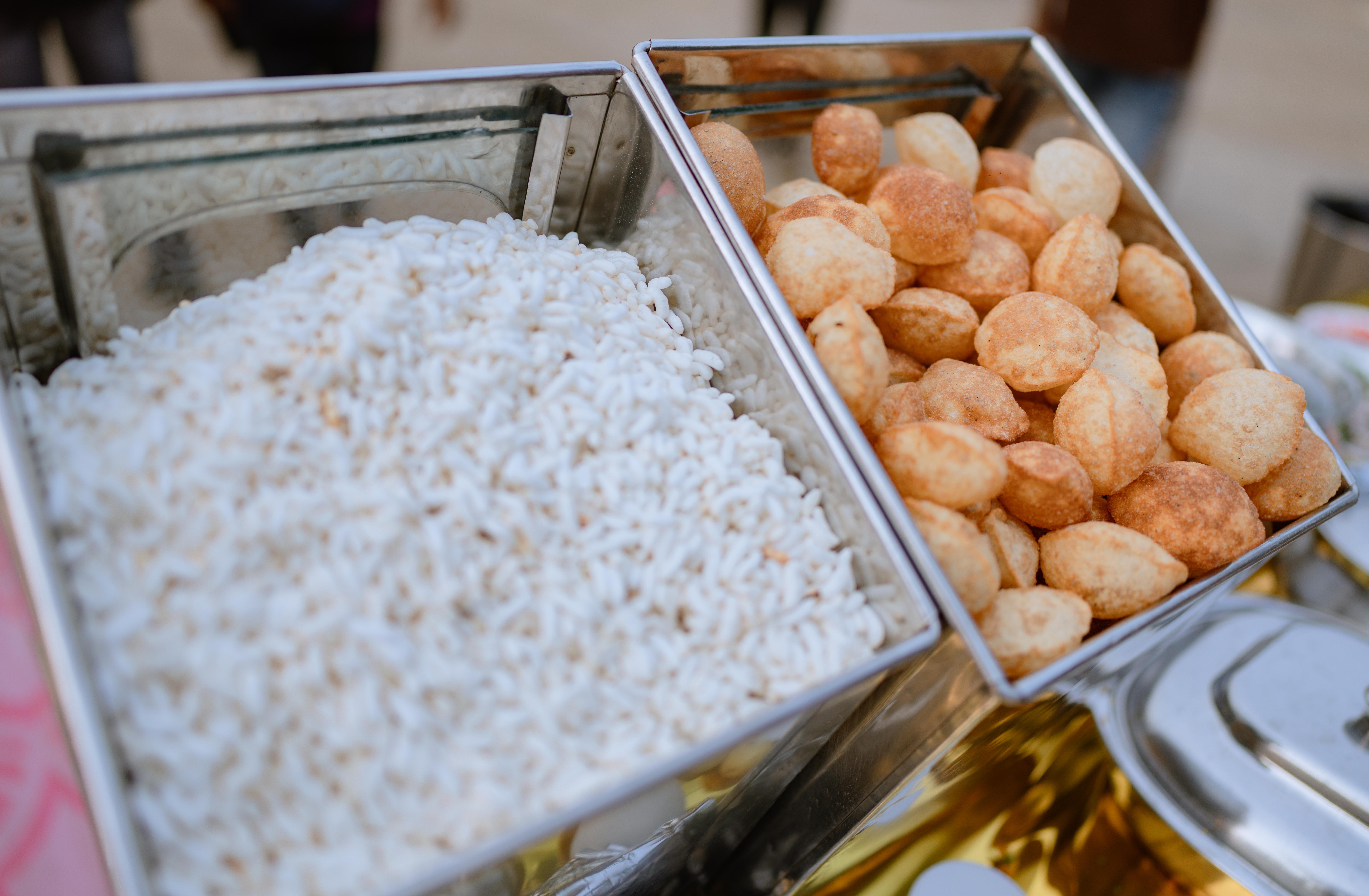 A vibrant spread of Indian chaat