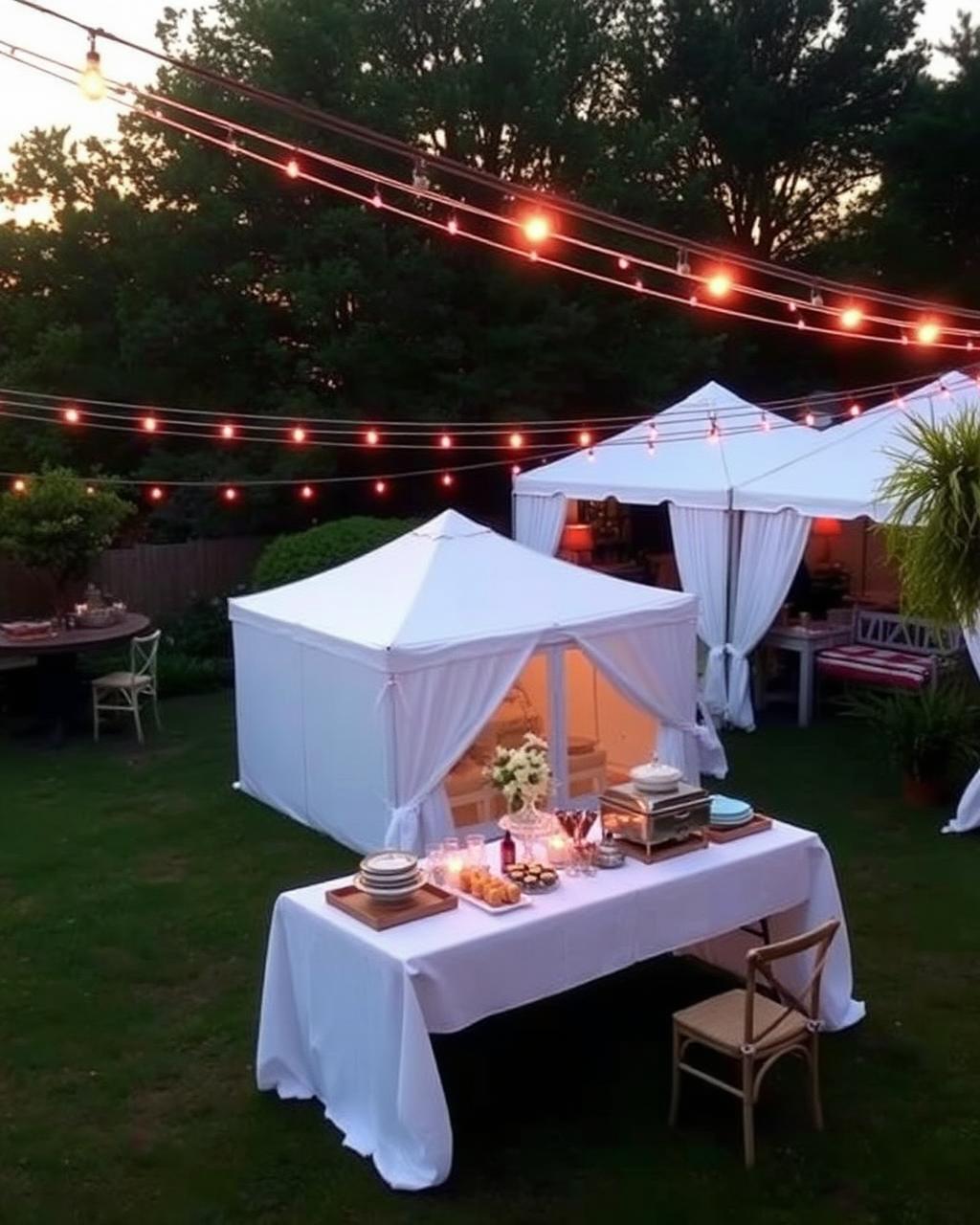 Outdoor garden catering setup