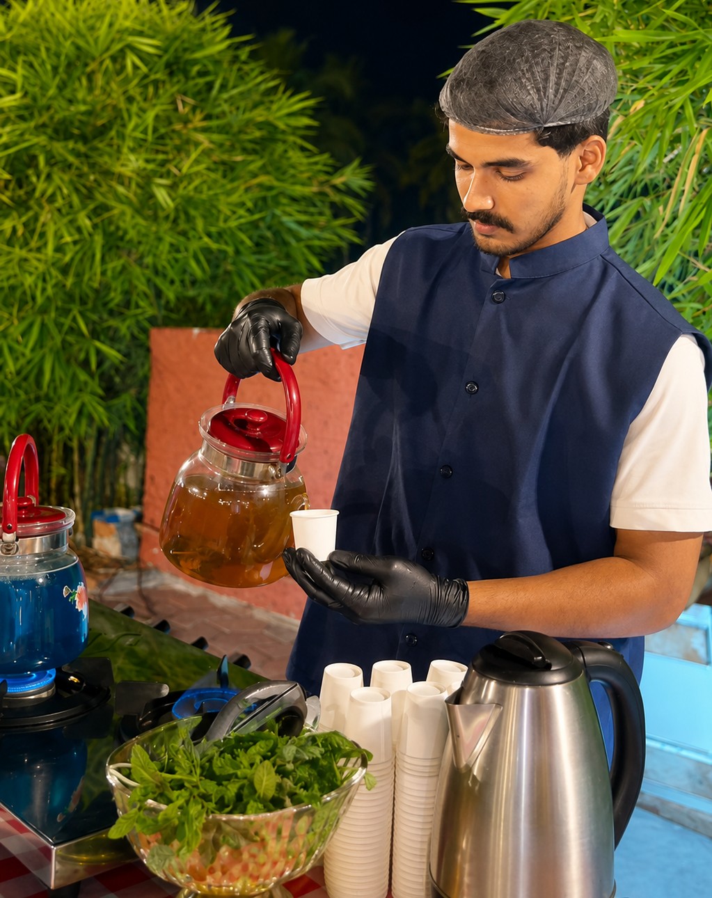 Freshly prepared tea, served with warmth